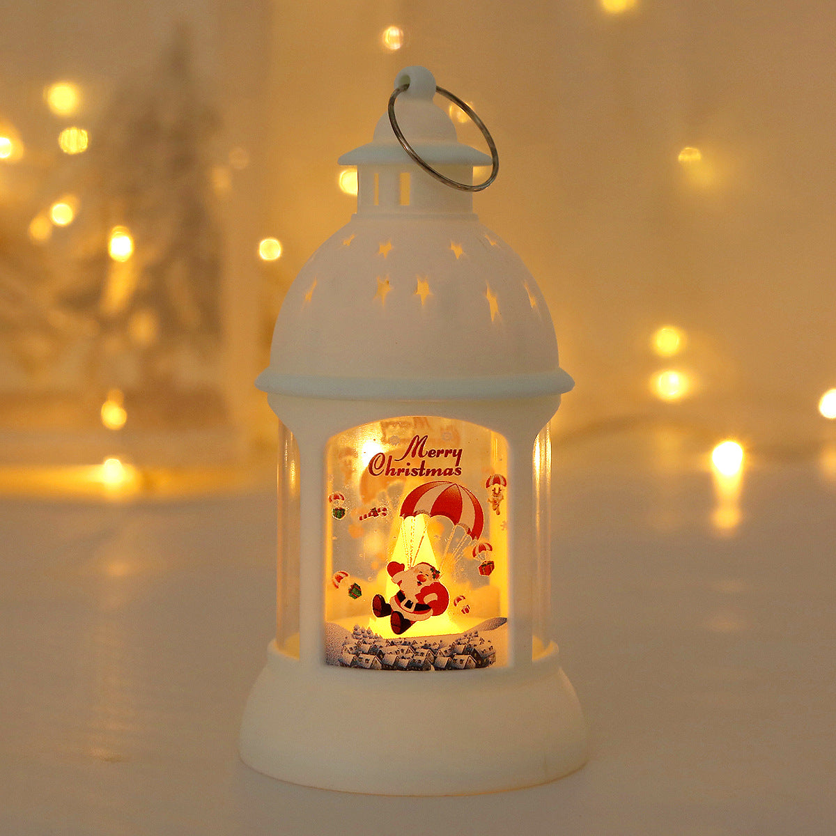 Christmas Decorative Cylinder Wind Light with Santa Snowman Designs