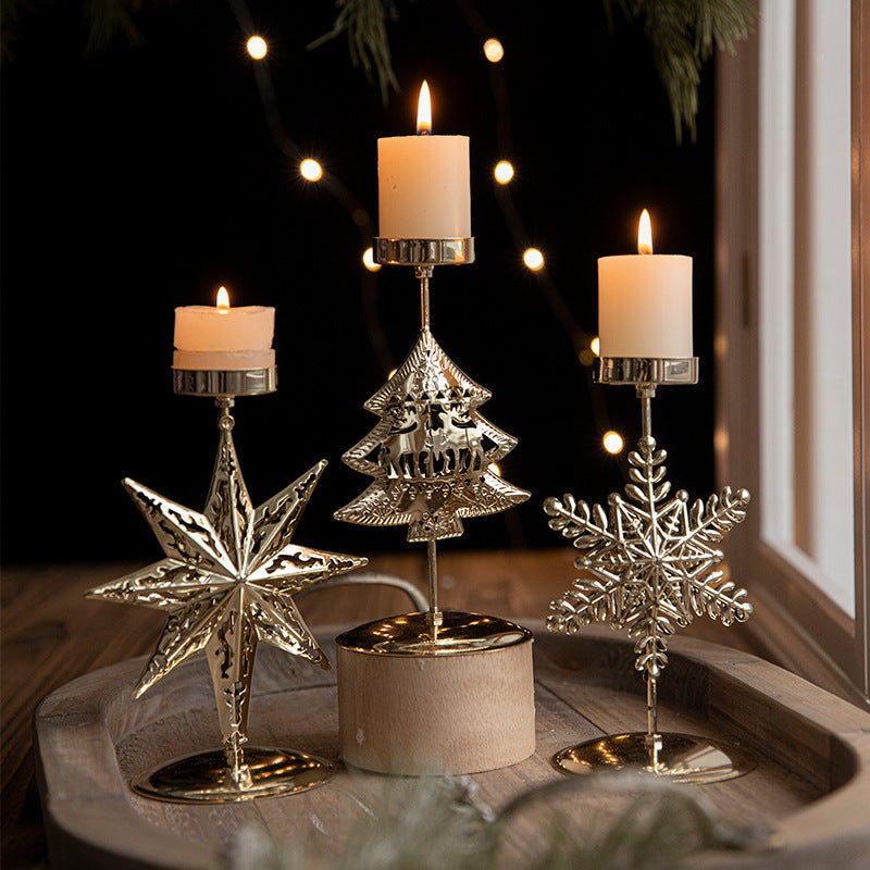 Retro Iron Christmas Candlestick Decorations